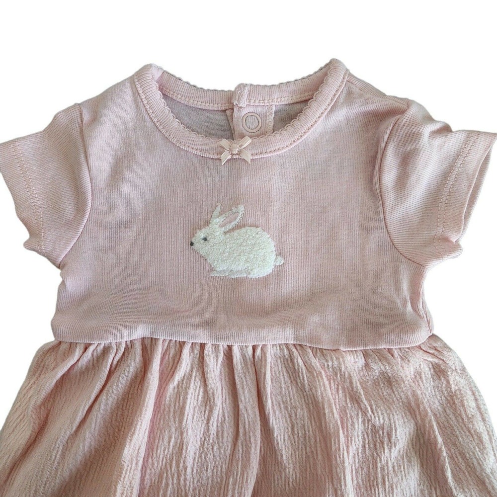 Carter's 3 Month 3M Infant Pastel Pink Bunny Dress Snap Close Bloomers Easter - Picture 3 of 5